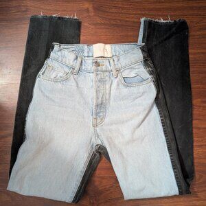 Revice Jeans Women 26 Two Tone High Rise Button Fly Tapered Tags Woodstock Retro